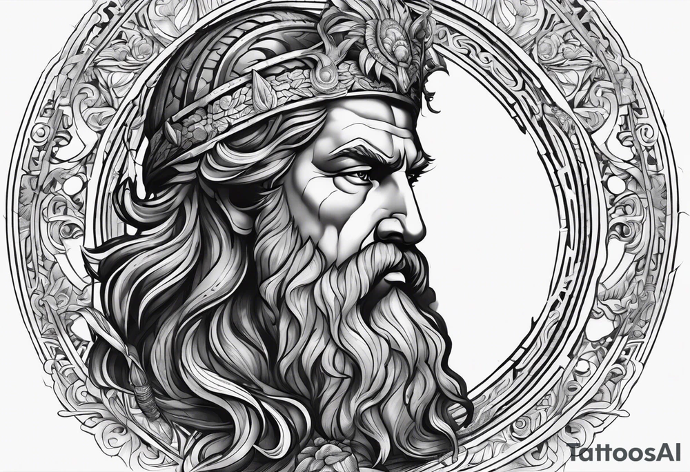 God Zeus with the names Natalie and Cameron tattoo idea