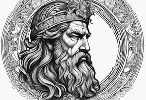 God Zeus with the names Natalie and Cameron tattoo idea