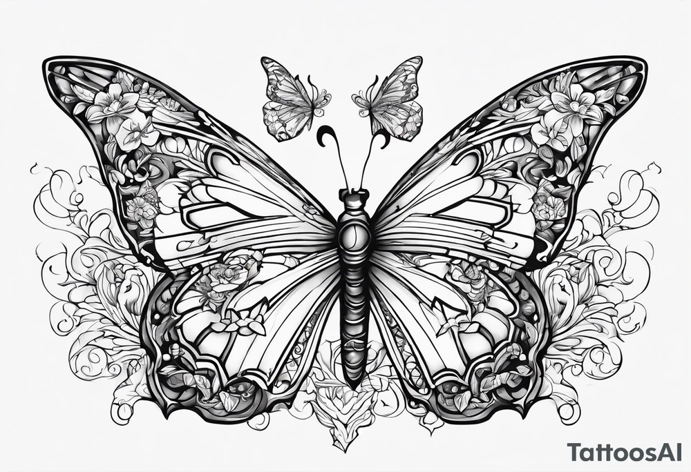 I don't gotta talk, the Lord defends me word with lyrics with butterflies and lily’s around it tattoo idea