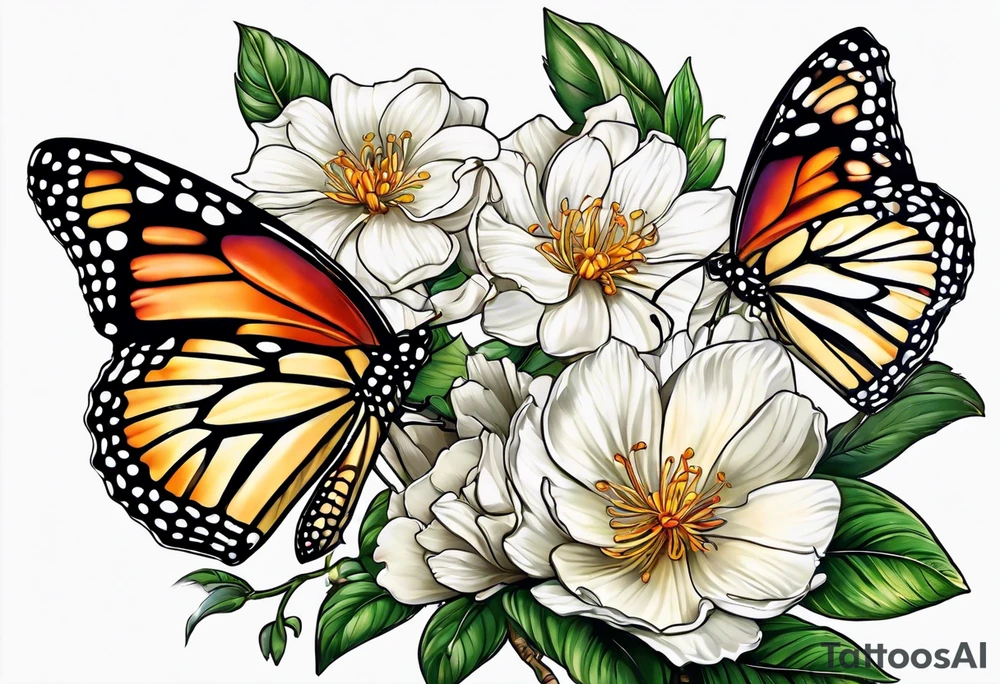 Butterflies and su flwer tattoo idea