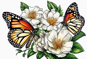 Butterflies and su flwer tattoo idea