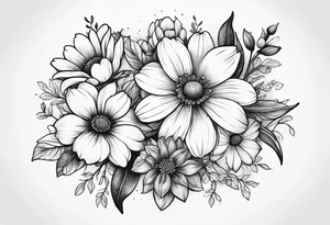 Spring flowers surrounded by faded honeycomb tattoo idea