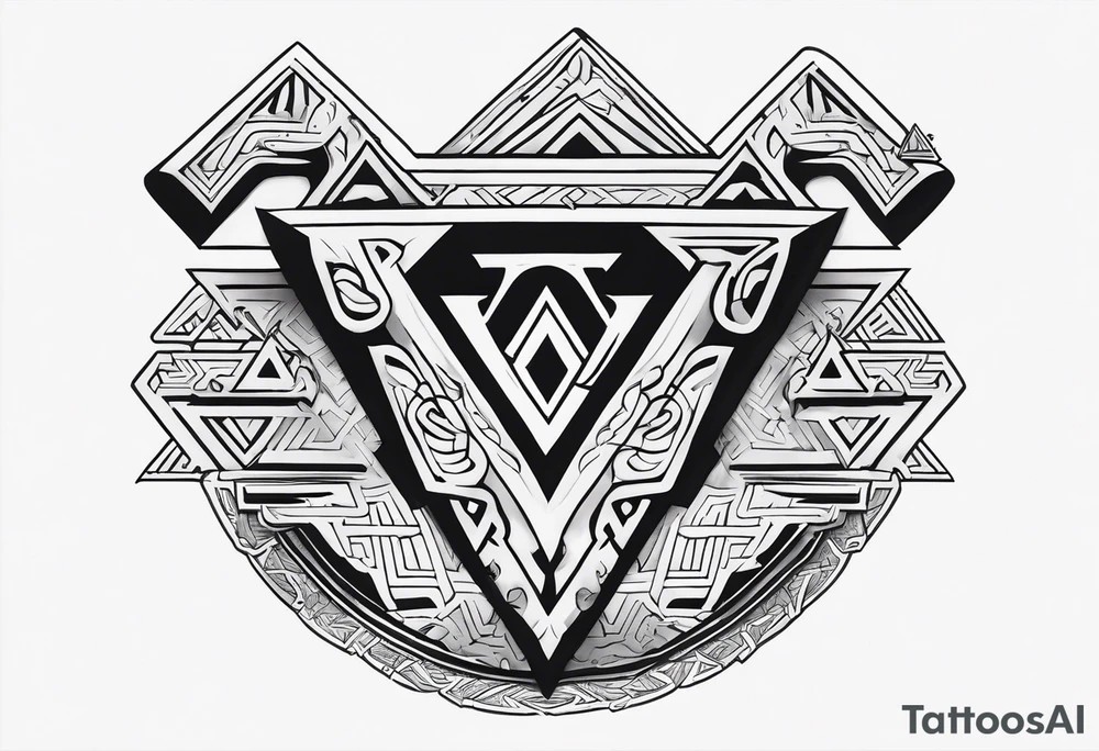 Valhalla  sword shield axe Valknut fog tattoo idea
