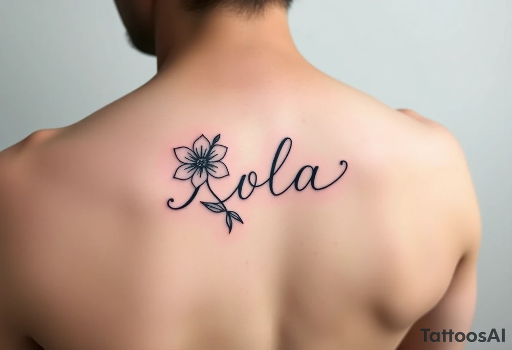 The name Lola  withJanuary birth flower tattoo idea