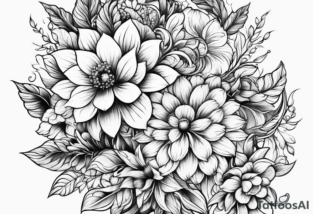 ornaments of flowers tattoo idea