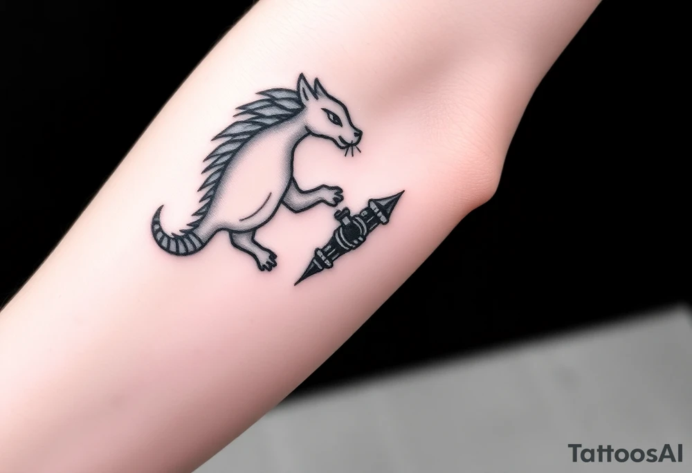 Andorinha carregando o simbolo de uma maça, robozinho carregando um simbolo de kotlin linguagem de programação tattoo idea