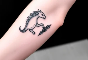 Andorinha carregando o simbolo de uma maça, robozinho carregando um simbolo de kotlin linguagem de programação tattoo idea