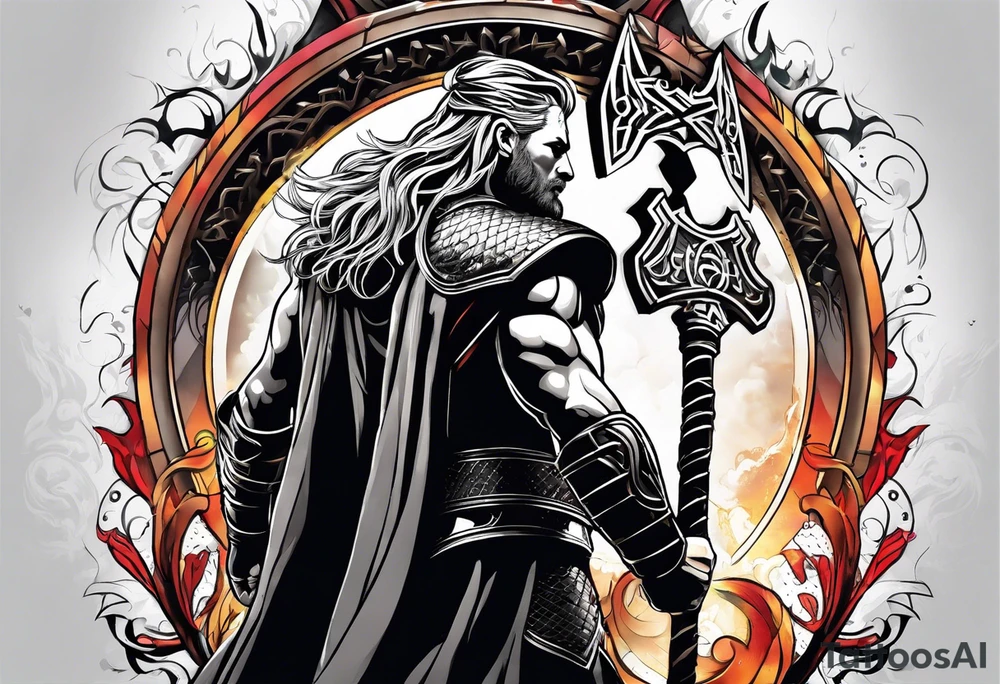 Thor with an Atheist "A" in the background tattoo idea