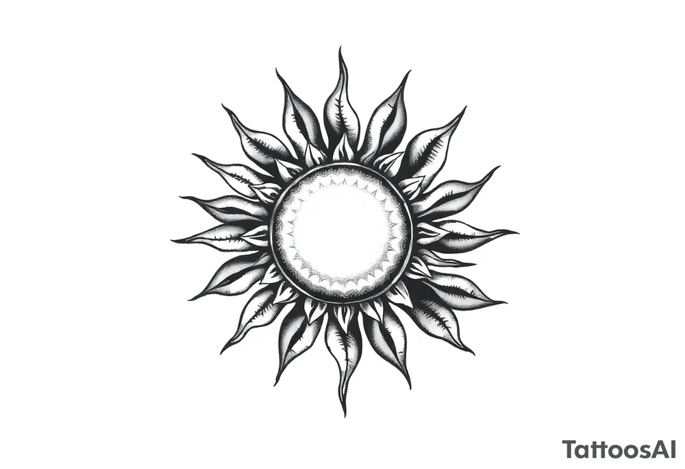 Sun with stem and leaves tattoo idea
