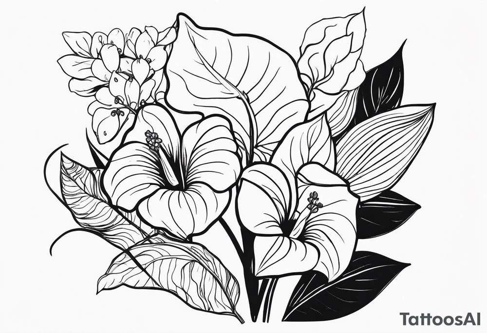Fais moi un bouquet de fleurs avec des anthuriums et des oeillets tattoo idea