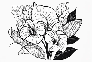 Fais moi un bouquet de fleurs avec des anthuriums et des oeillets tattoo idea