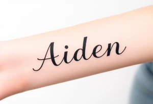The name Aiden chunky
 and bold font tattoo idea
