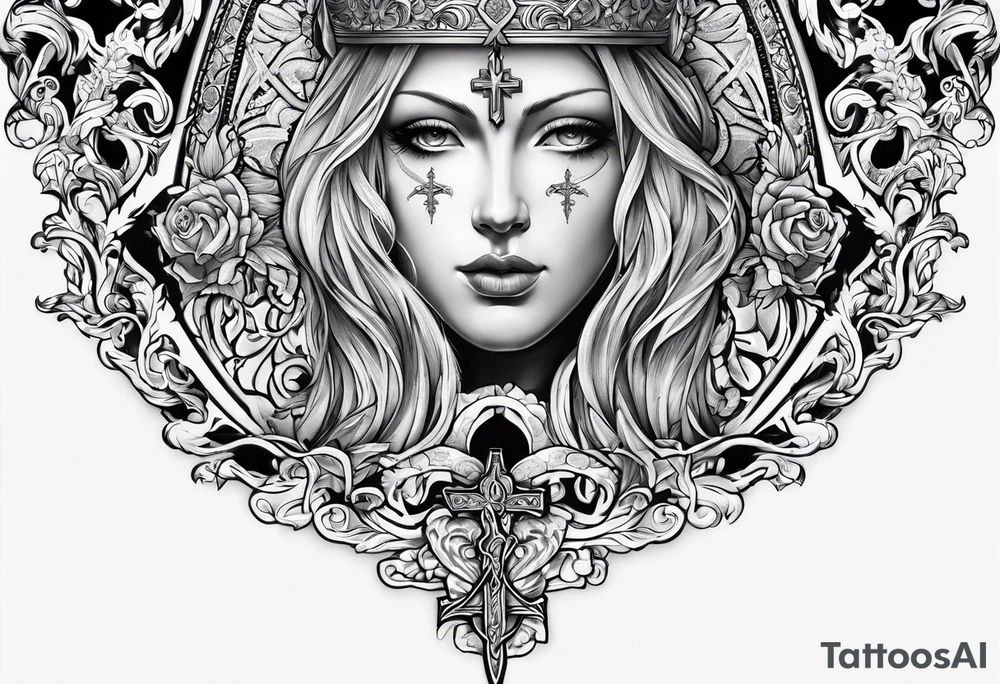 Forearm sleeve that is christian detailed and has saints tattoo idea