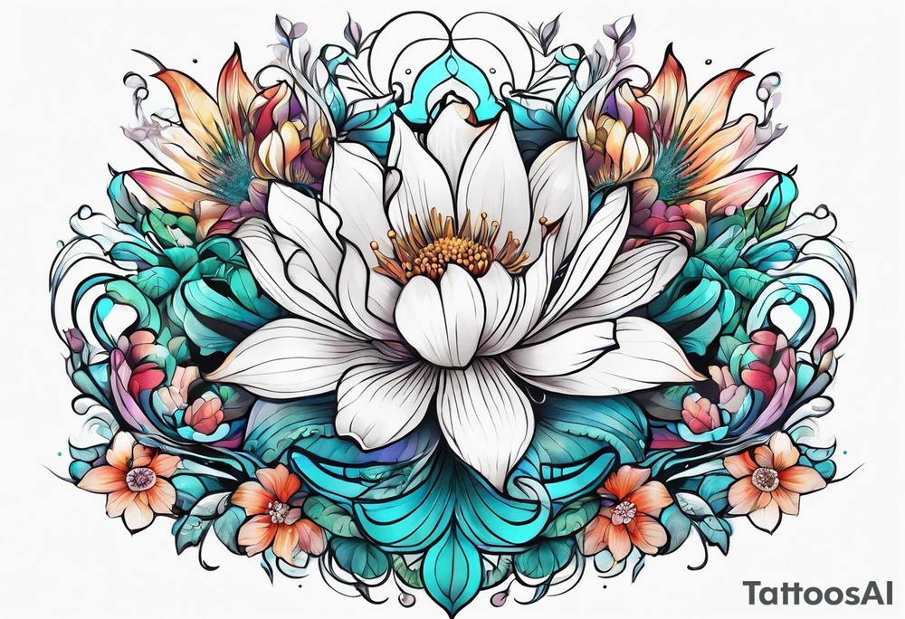 sea, flower tattoo idea