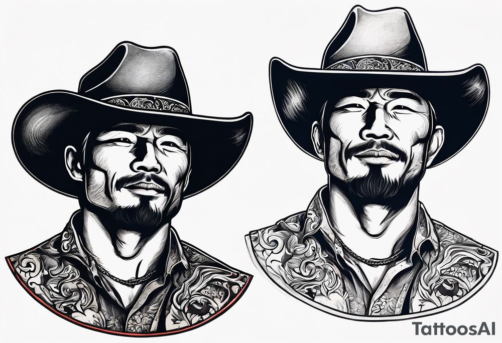 A moon with a cowboy hat tattoo idea