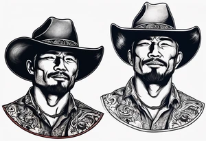 A moon with a cowboy hat tattoo idea