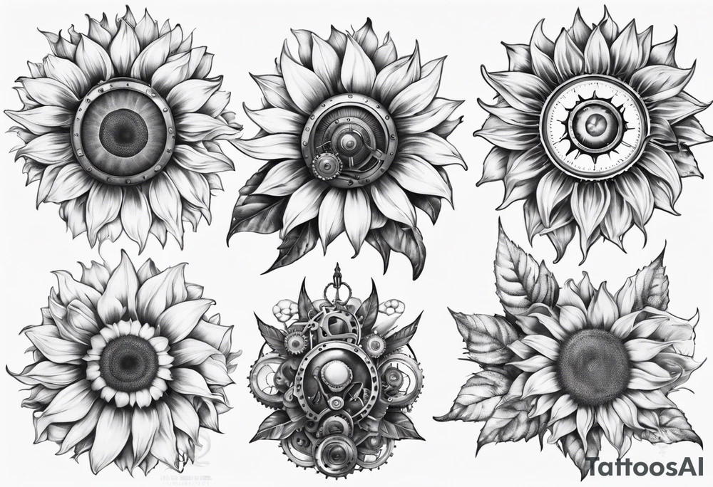 Steam punk sunflower tattoo idea
