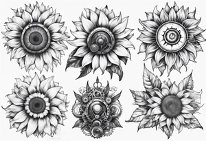 Steam punk sunflower tattoo idea
