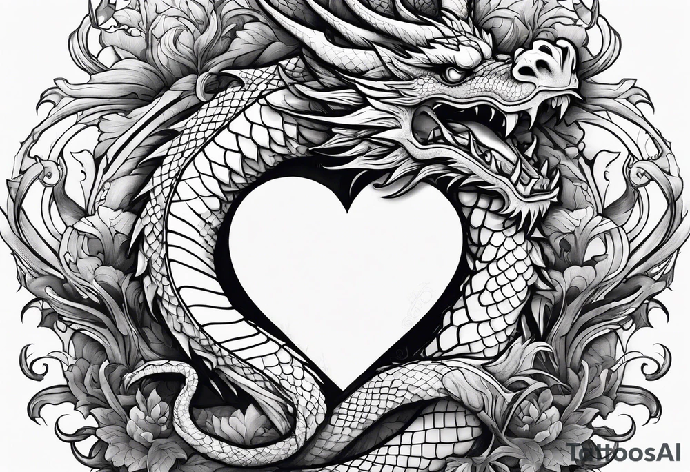 Dragon protecting a heart tattoo idea