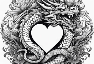 Dragon protecting a heart tattoo idea