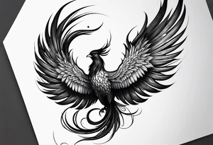 phoenix long tail elegant wings down tattoo idea