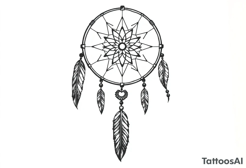 dreamcatcher, with feathers, authentic, skinny, nordic tattoo idea