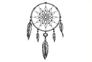dreamcatcher, with feathers, authentic, skinny, nordic tattoo idea