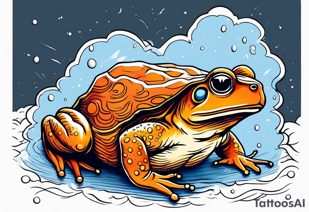 A toad in a thunderstorm tattoo idea
