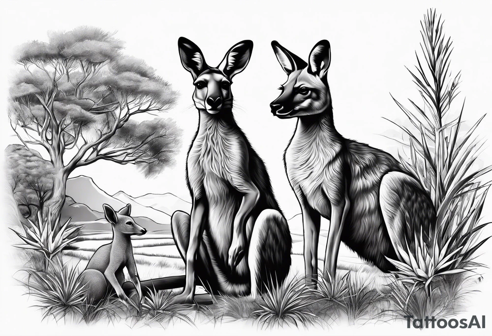 Outback, a kangaroo, a dingo and an emu. 

Arm sleeve tattoo idea