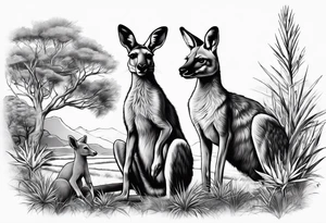 Outback, a kangaroo, a dingo and an emu. 

Arm sleeve tattoo idea