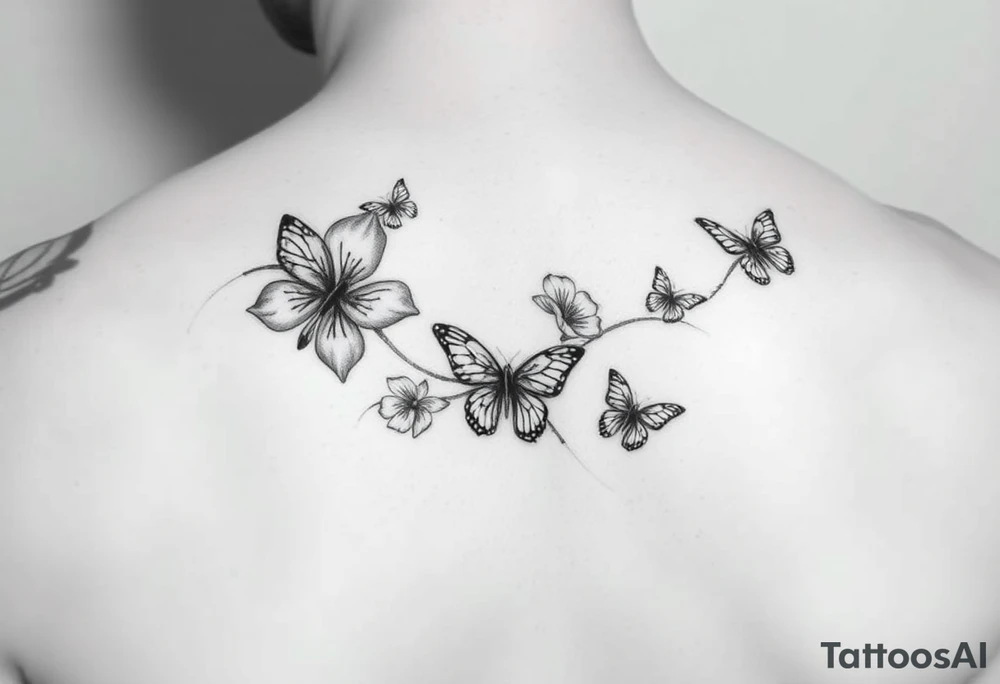 water lillie’s with small butterflies on the clavicle/shoulder area tattoo idea