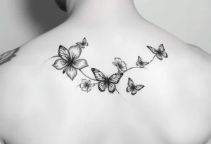 water lillie’s with small butterflies on the clavicle/shoulder area tattoo idea