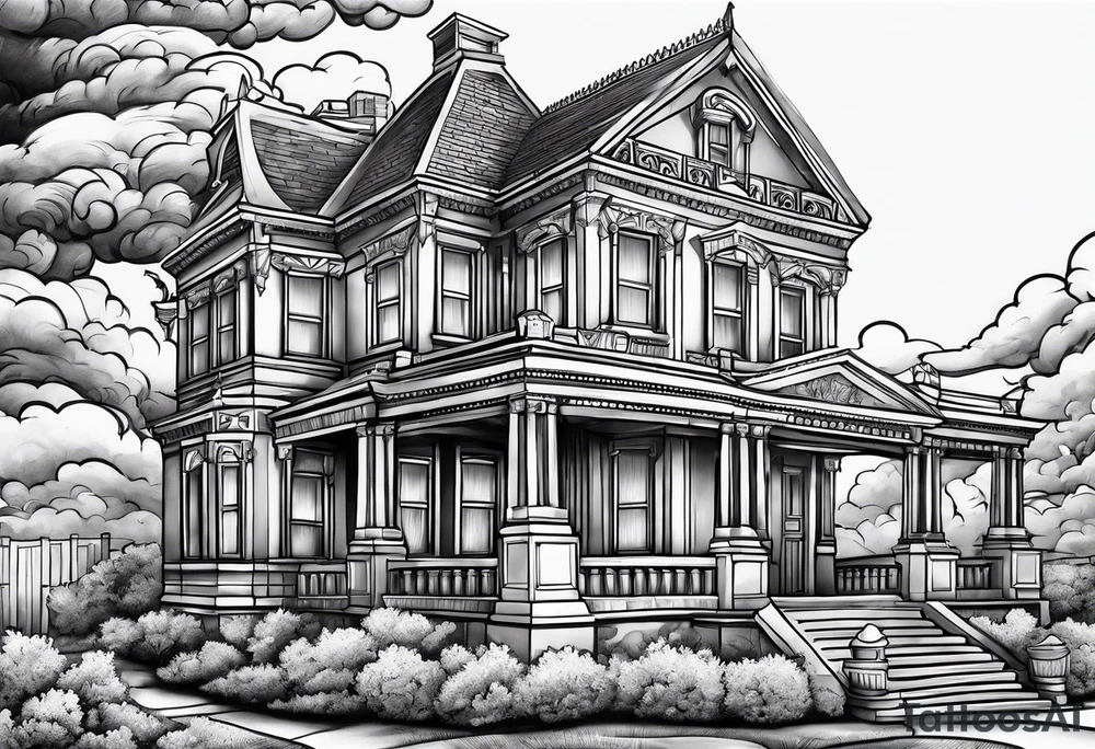 white house on fire tattoo idea