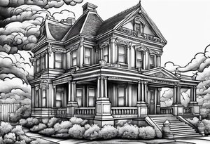 white house on fire tattoo idea