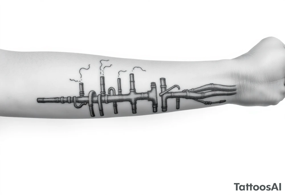 vertical System of thin pipes that transitions gradually from the sides and end into thick, widespread 
veins of forearm tattoo idea