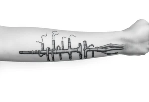 vertical System of thin pipes that transitions gradually from the sides and end into thick, widespread 
veins of forearm tattoo idea