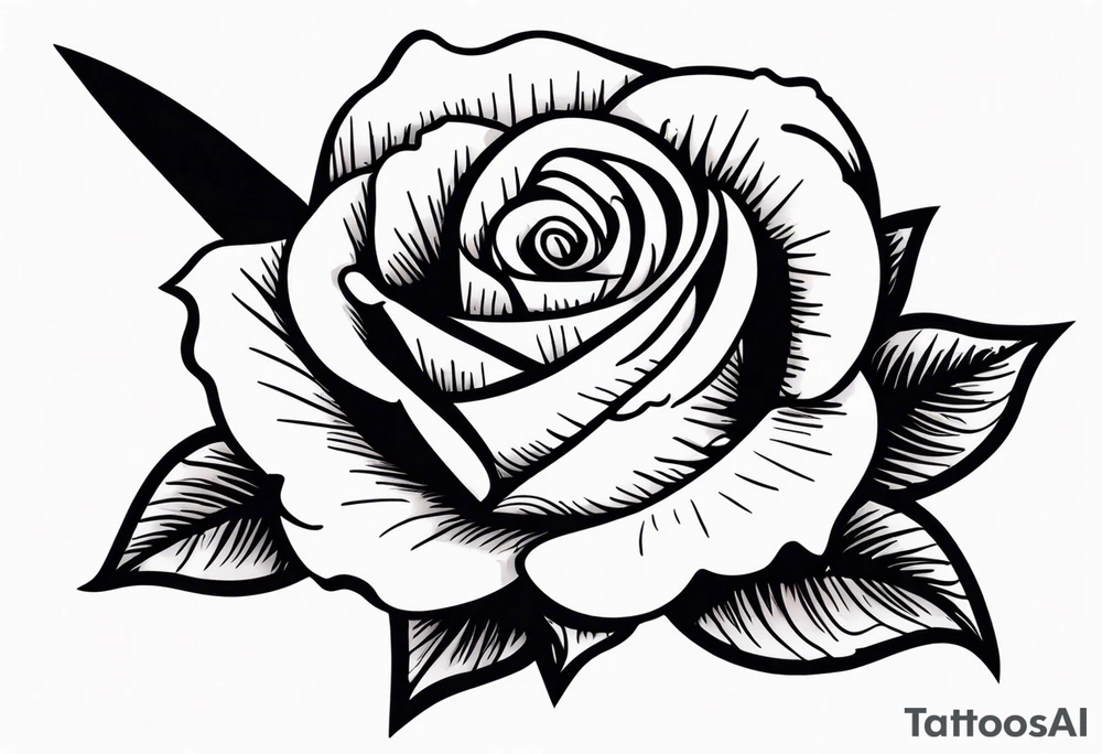 Messer mit Stacheldraht und Rose tattoo idea