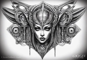 H.R Giger style thigh tattoo tattoo idea