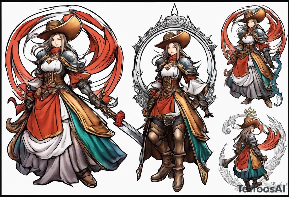 Beatrix from Final Fantasy 9 wielding Save the Queen tattoo idea