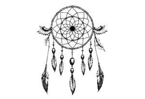 dreamcatcher with feathers and beads, authentic tattoo idea