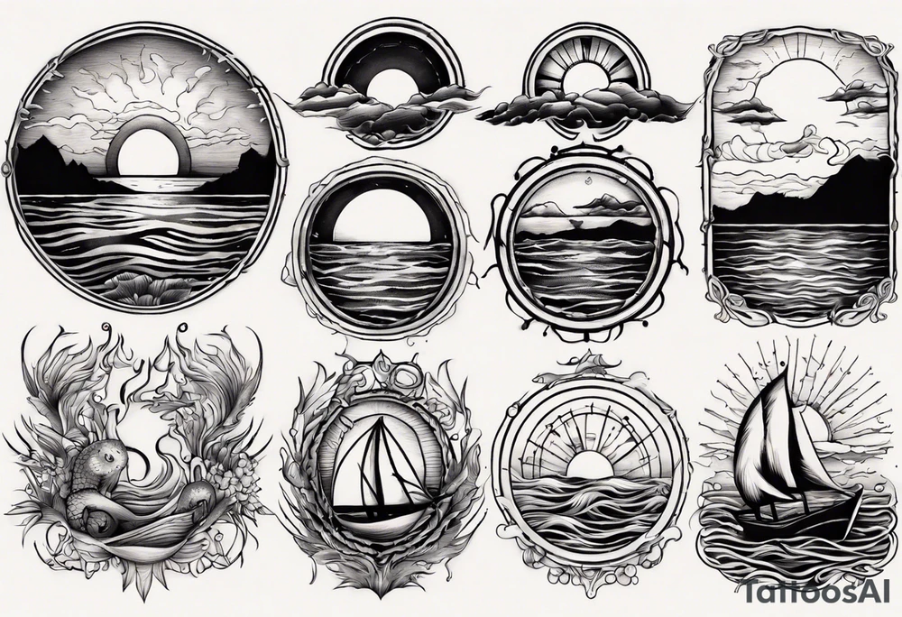 Sunset over the sea tattoo idea