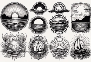 Sunset over the sea tattoo idea