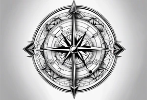 arrow with compass calf tattoo idea