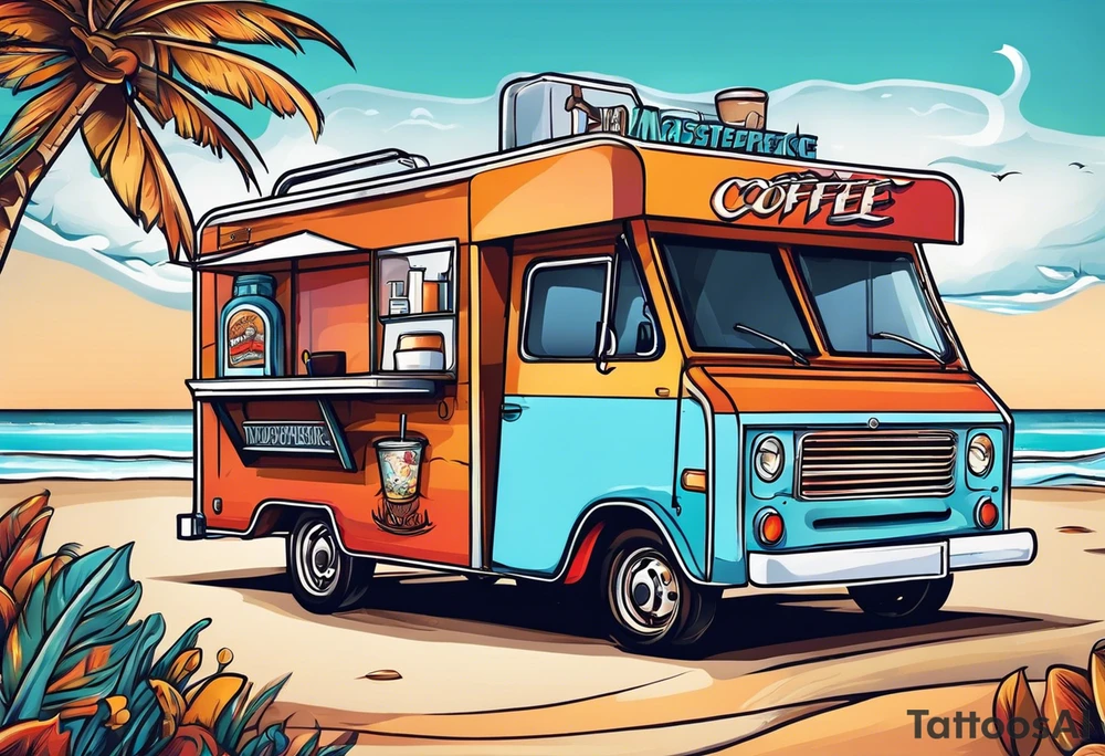 Logo for coffee truck on the beach tattoo idea