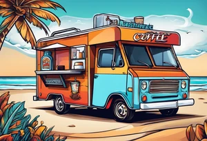 Logo for coffee truck on the beach tattoo idea