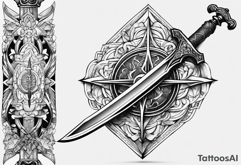 Sword with Libra scales, kinda cybersigilism, kinda earthy tattoo idea