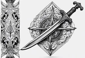 Sword with Libra scales, kinda cybersigilism, kinda earthy tattoo idea
