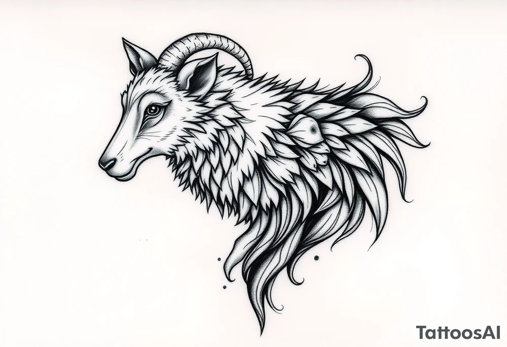 A sheep as wolf  mystical creature tattoo idea