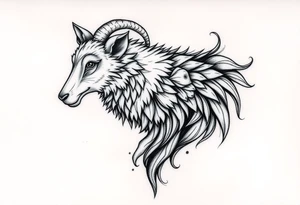 A sheep as wolf  mystical creature tattoo idea