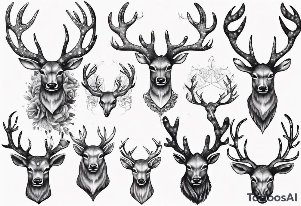 Majestic stag with antlers tattoo idea
